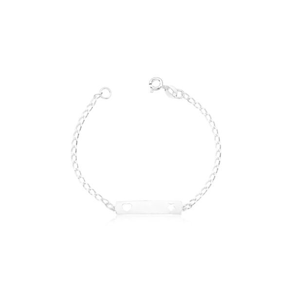 Pulseira Infantil Chapinha Coração e Estrela Vazada 1,4gr gravação opcional