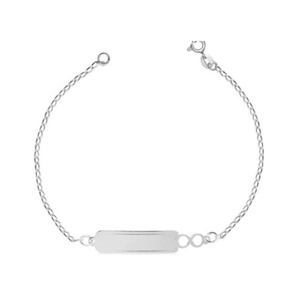 Pulseira Infantil Chapinha Infinito 1,6gr gravação opcional
