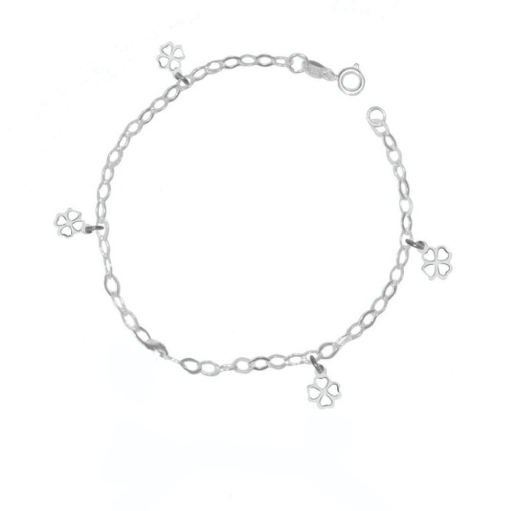 Pulseira Infantil 18cm 4 pingente trevo 1,5gr