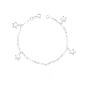 Pulseira Infantil Elo Oval com 4 Pingente Estrelas