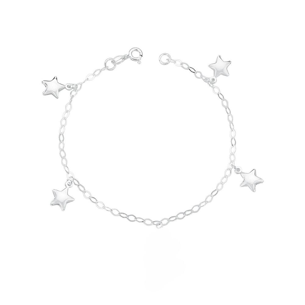 Pulseira Infantil Elo Oval com 4 Pingente Estrelas