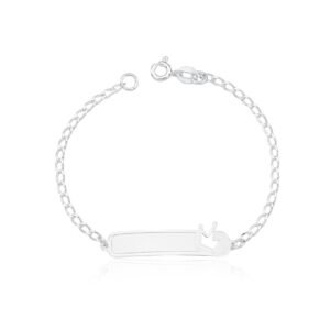 Pulseira Infantil Elo Oval com Pingente de placa uma Coroa